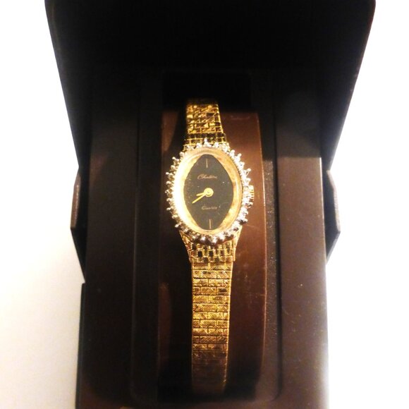 Chateau Quartz WATCH Woman's Watch Woman's Vintage Watch Gold Tone Metal Band - Picture 1 of 12